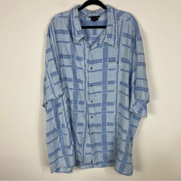 Tulliano 100% silk blue button down top short sleeve shirt - Picture 1 of 3
